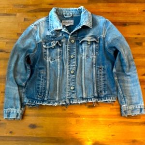 Vintage EDDIE BAUER Original Brand Women’s Denim Jacket M Frayed Custom Flower